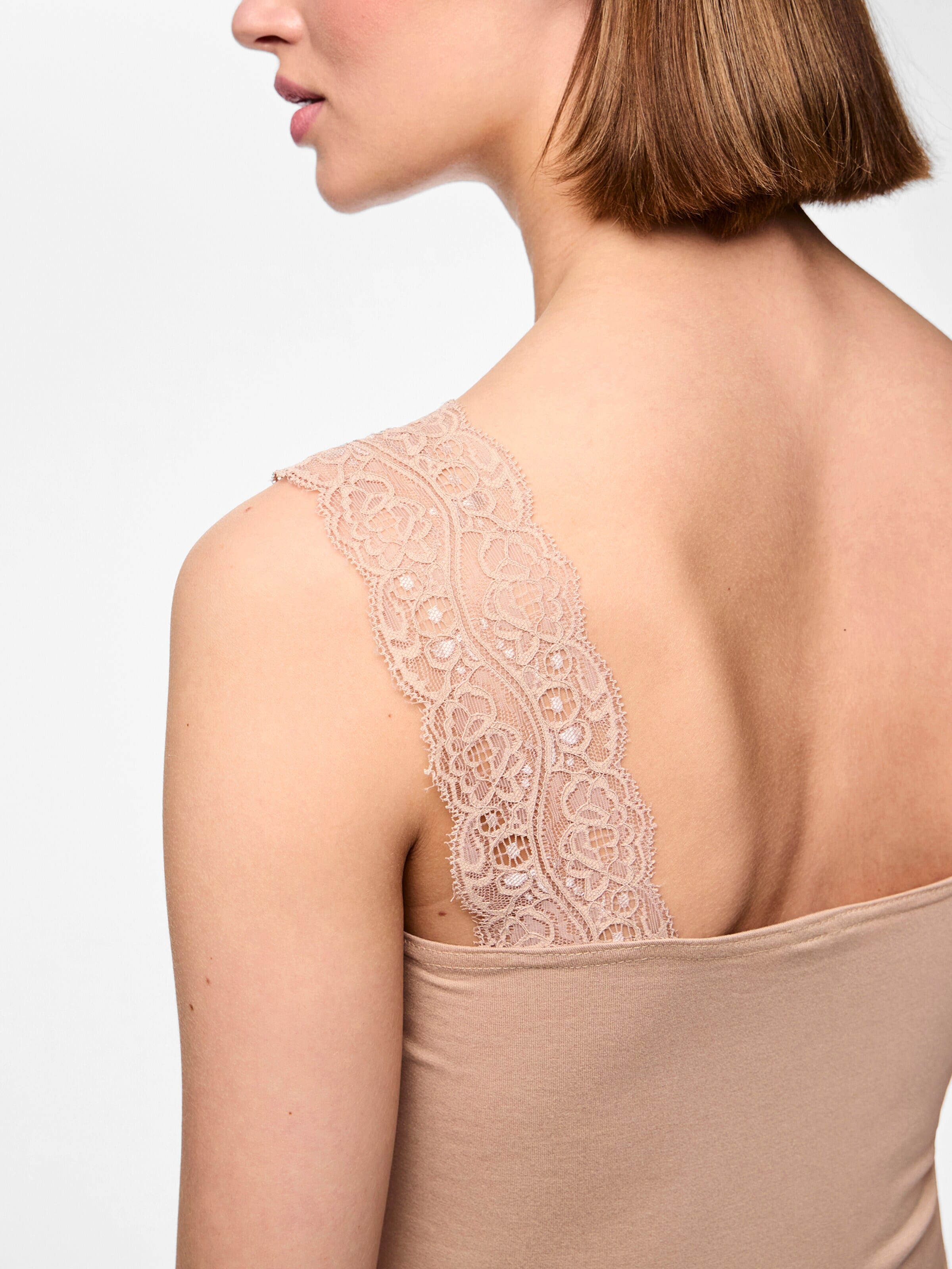 PIECES Top 'Pieces Dames Top Kant PCBARBERA LACE 2-Pack Effen' in Grijs
