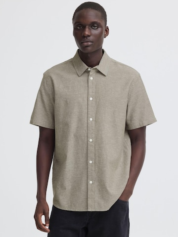 BLEND - Ajuste regular Camisa ' BHAban Slub Linen Mix ' en verde: frente
