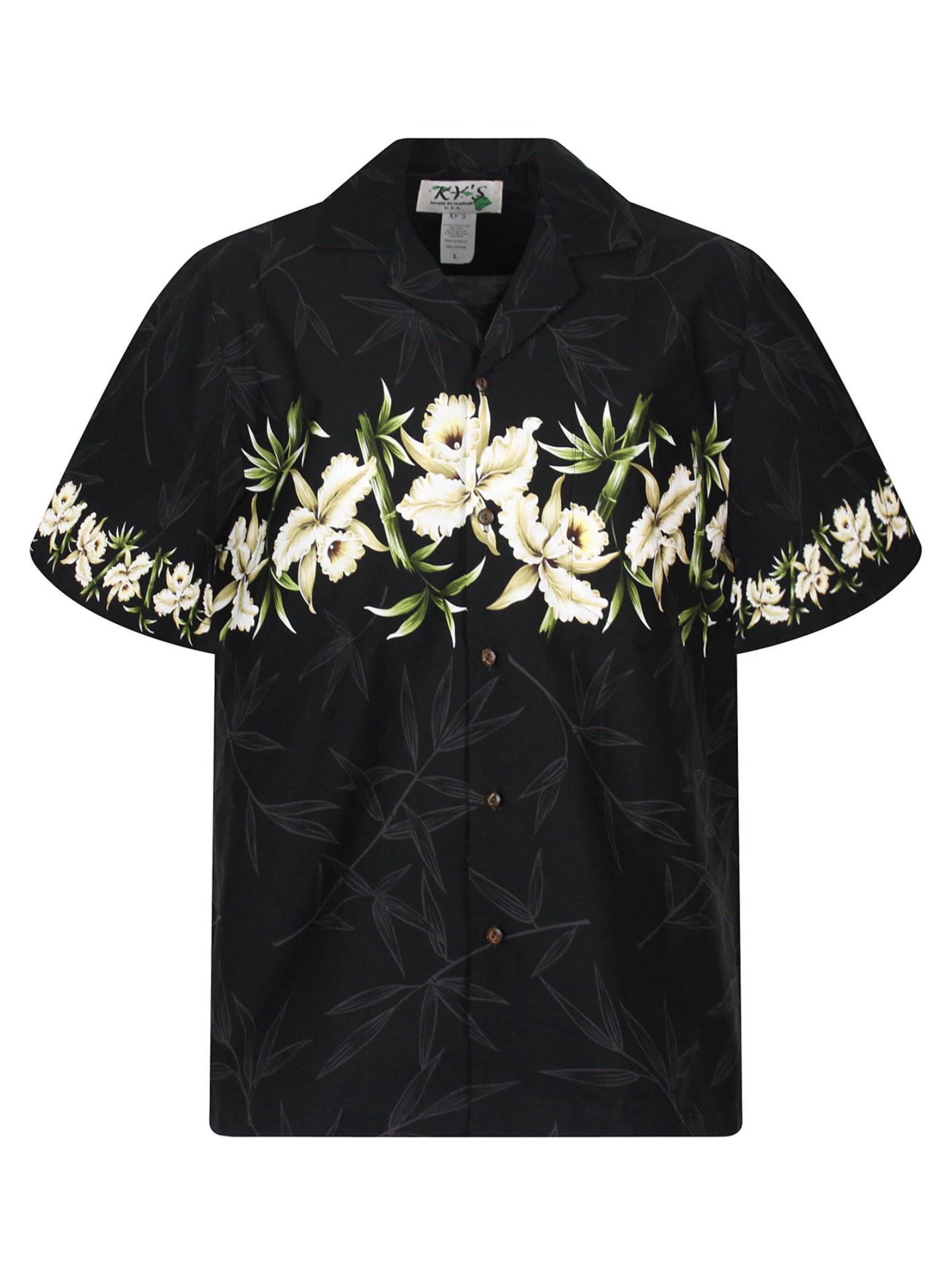 KY's Regular Fit Hemd 'Bambus Brustdruck'‌‌‌‌‌‌‌ in Schwarz: Vorderseite