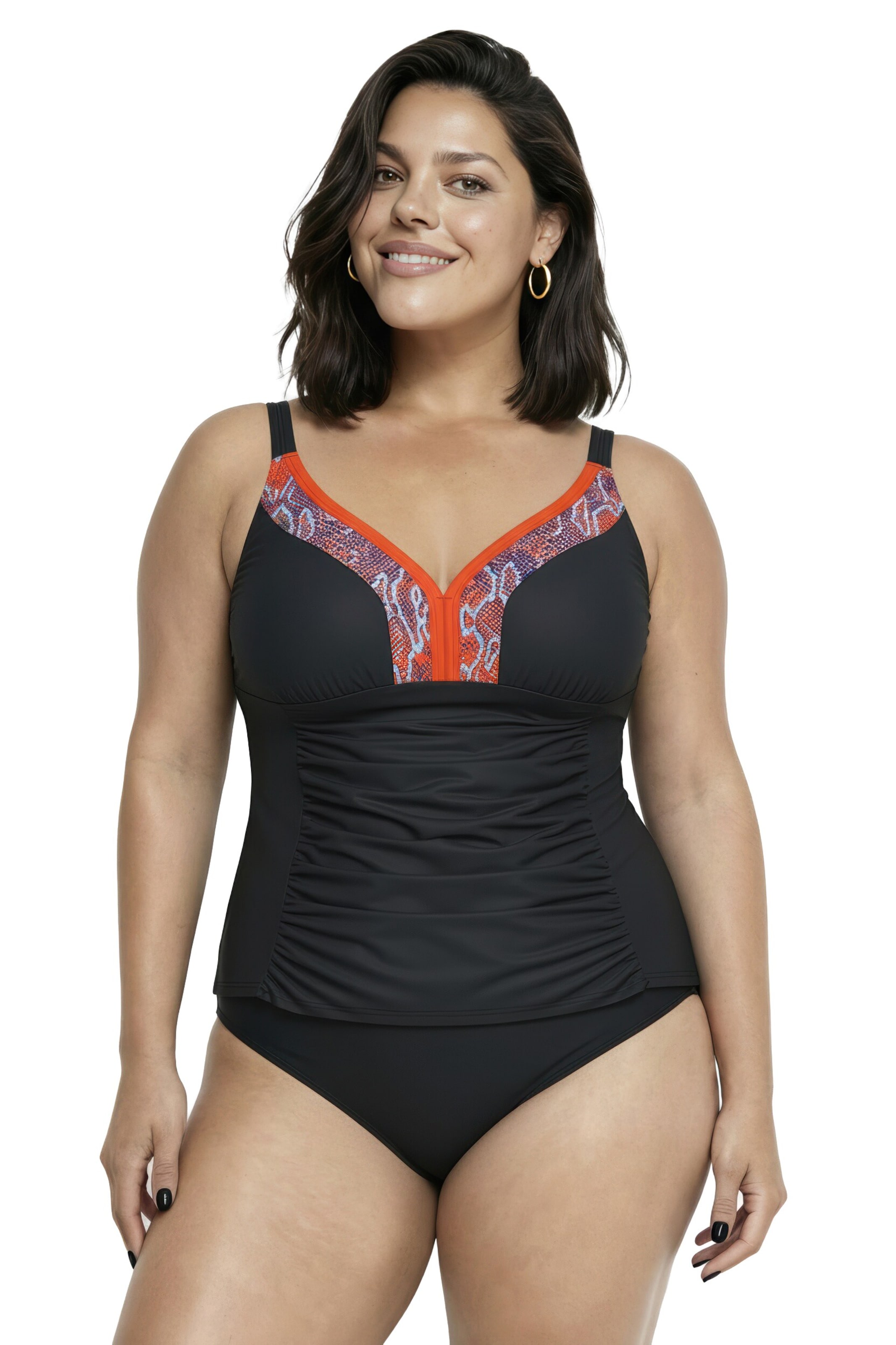 Ulla Popken Bustier Badeanzug in Schwarz: Vorderseite