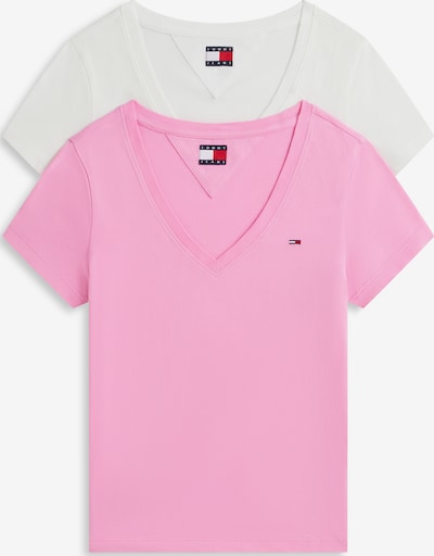 Marškinėliai iš Tommy Jeans, spalva – šviesiai rožinė / balta, Prekių apžvalga
