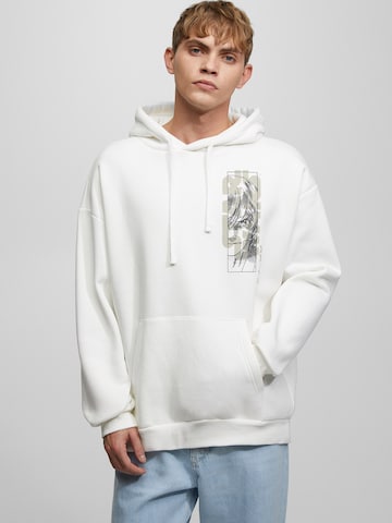 Sweat-shirt Pull&Bear en blanc : devant