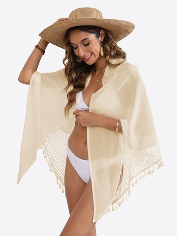 Magicshe Oversized Wrap 'Strand-Pareo mit Fransen' in Beige: front