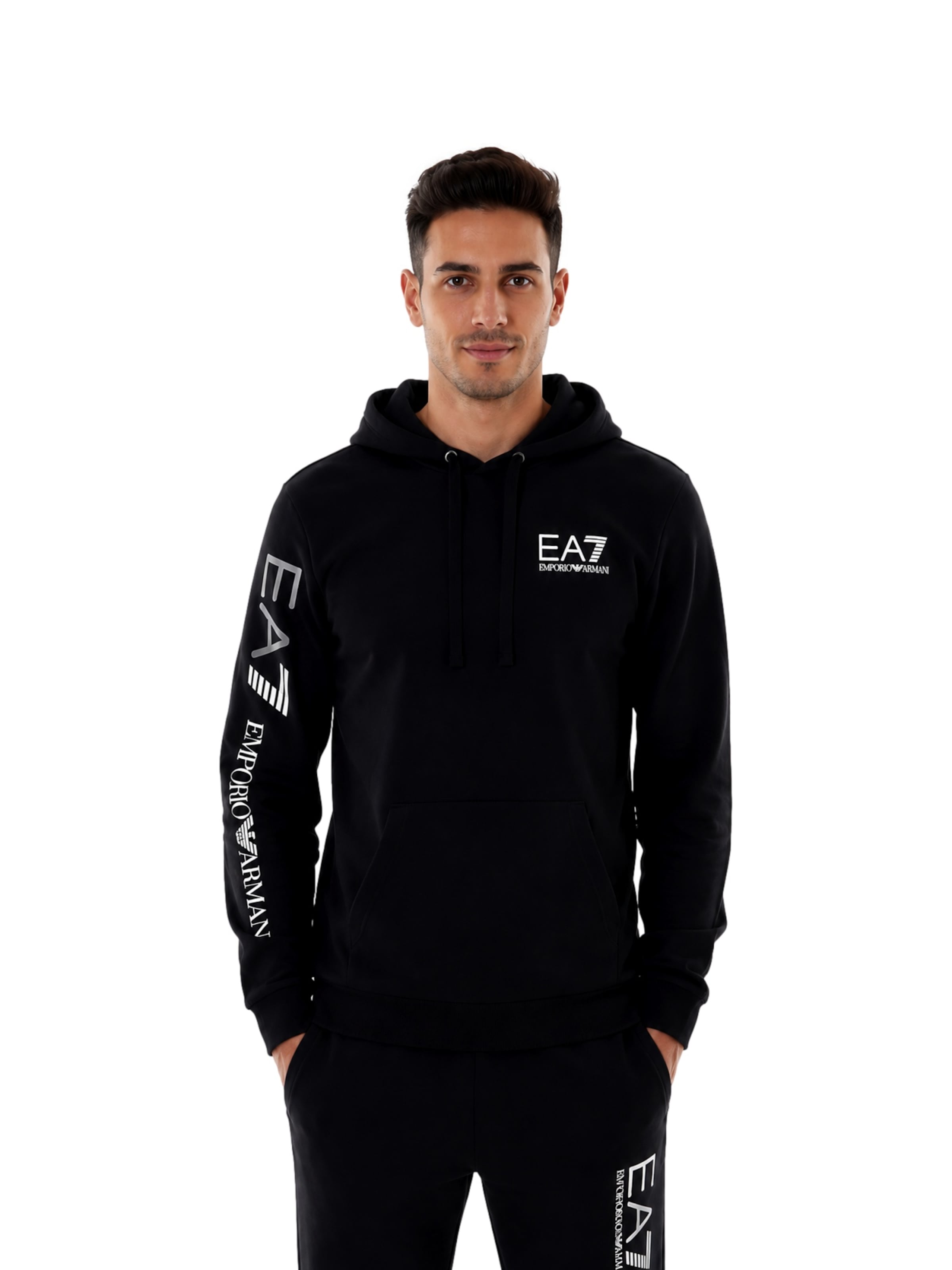 Felpa di EA7 Emporio Armani in nero: frontale
