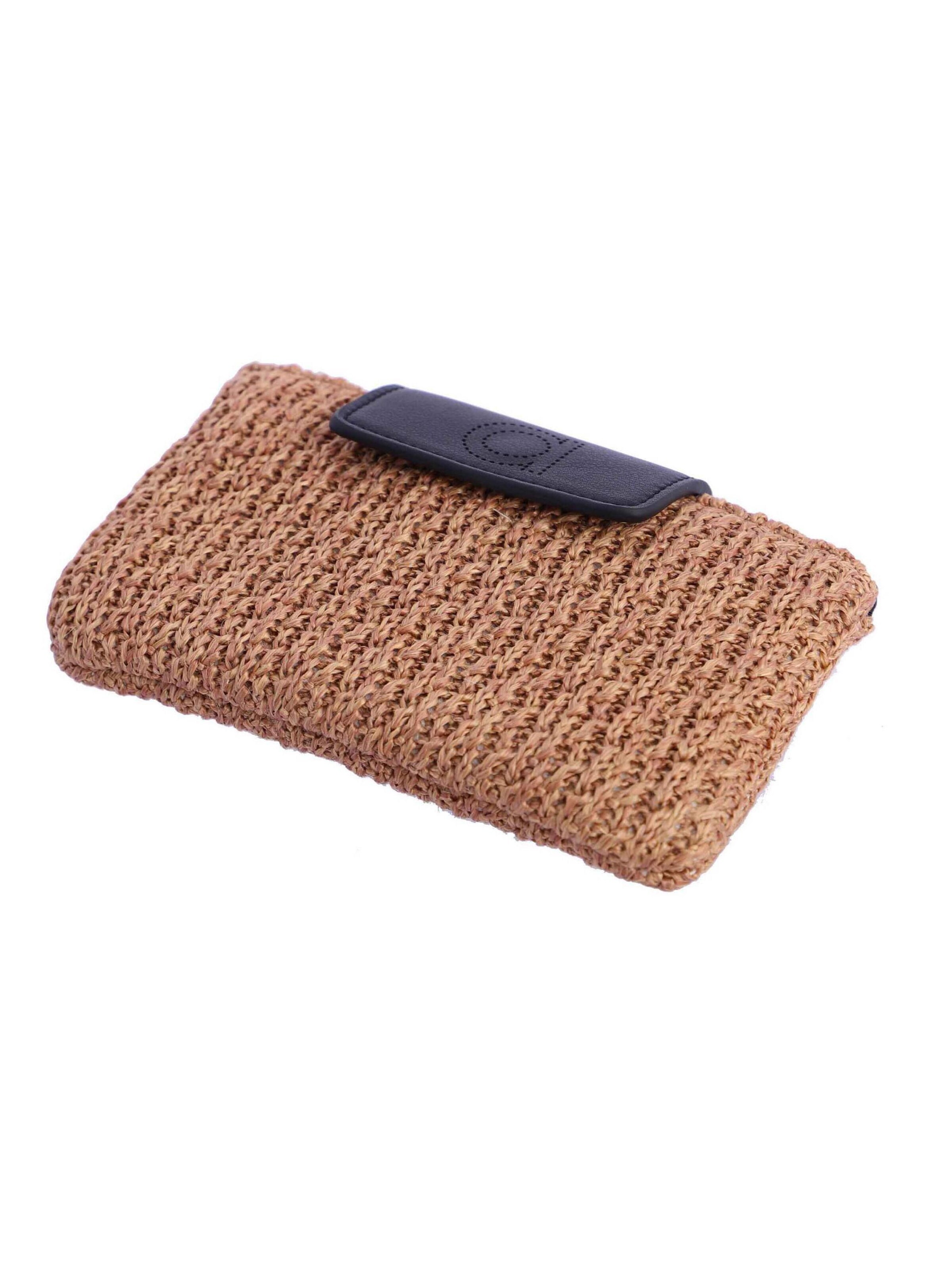 Amichi - Cartera 'Cartera para mujer Sunny de fibras naturales  y cierre de solapa y cremallera' en marrón