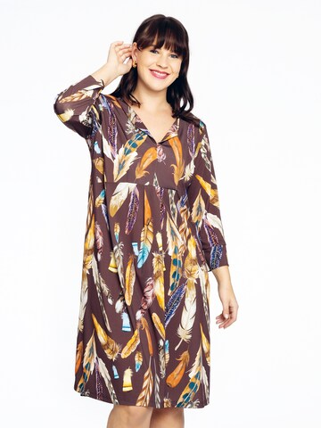 Yoek Dress in Brown: front