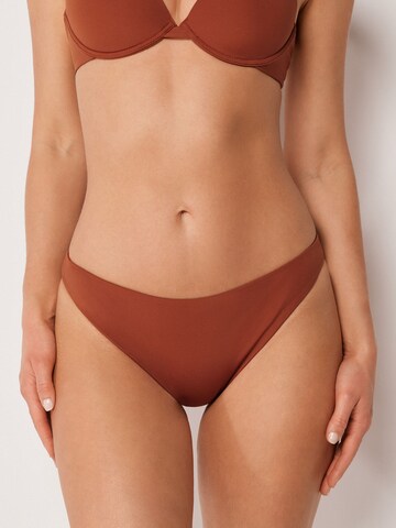 CALZEDONIA Bikini Bottoms 'Shiny Satin' in Brown: front