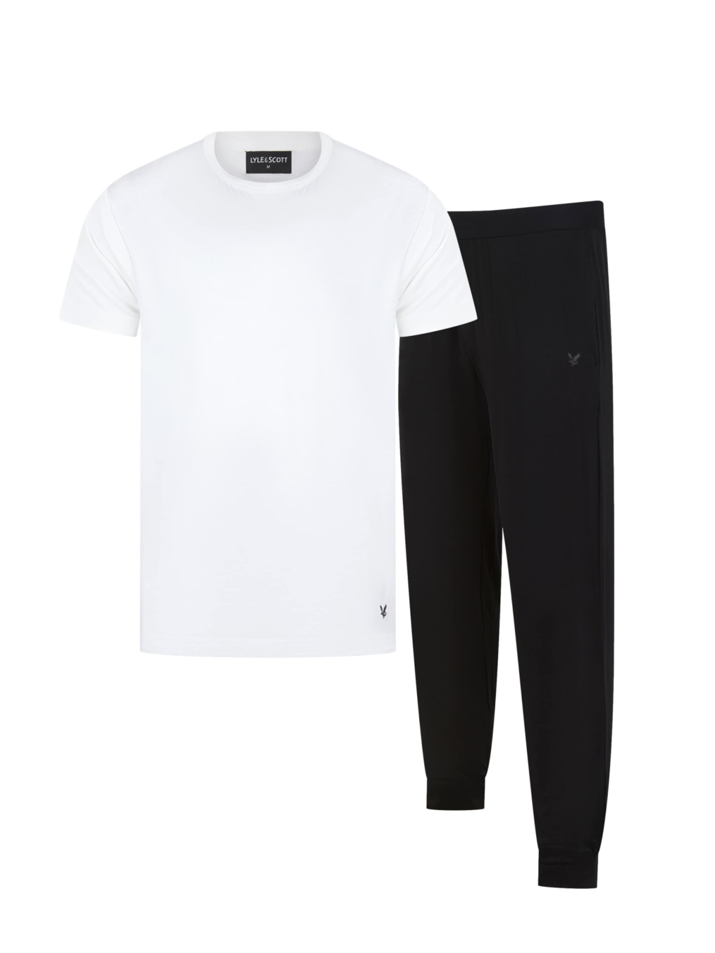Lyle & Scott Pitkä pyjama 'Ward' värissä valkoinen