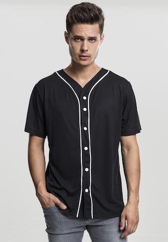 Urban Classics Regular fit Риза 'Baseball' в черно: отпред