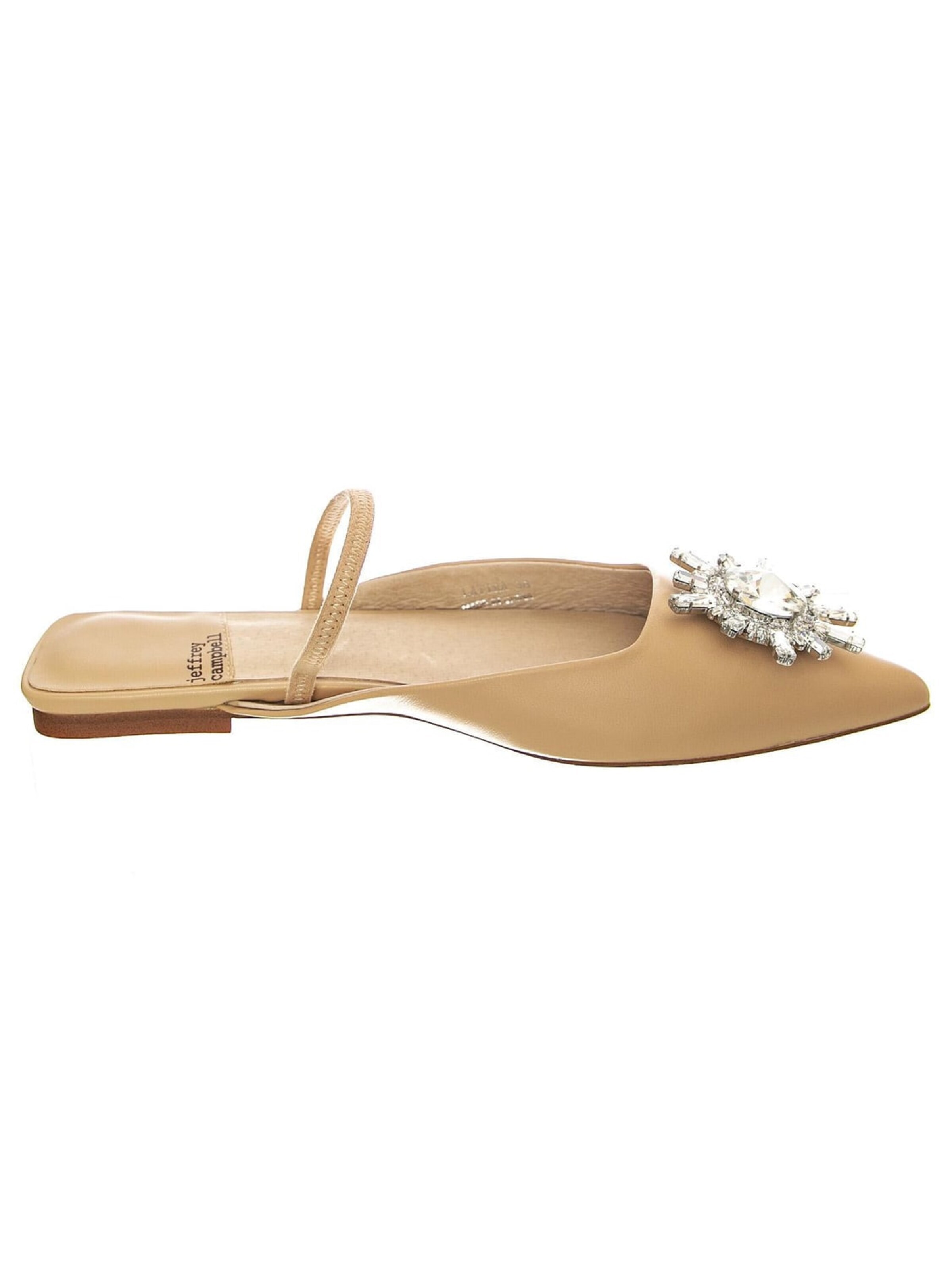 Jeffrey Campbell Sandały 'W' Latira Beige Silver Kid Leather + Fabric Sandals' w kolorze beżowy