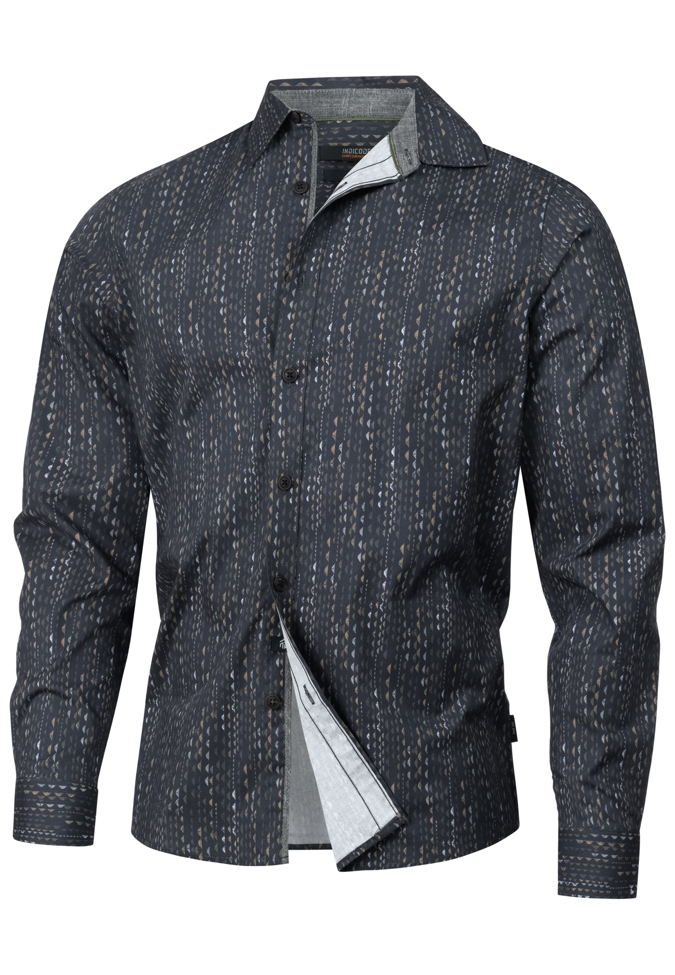 INDICODE JEANS Regular Fit Hemd in Grau: Vorderseite