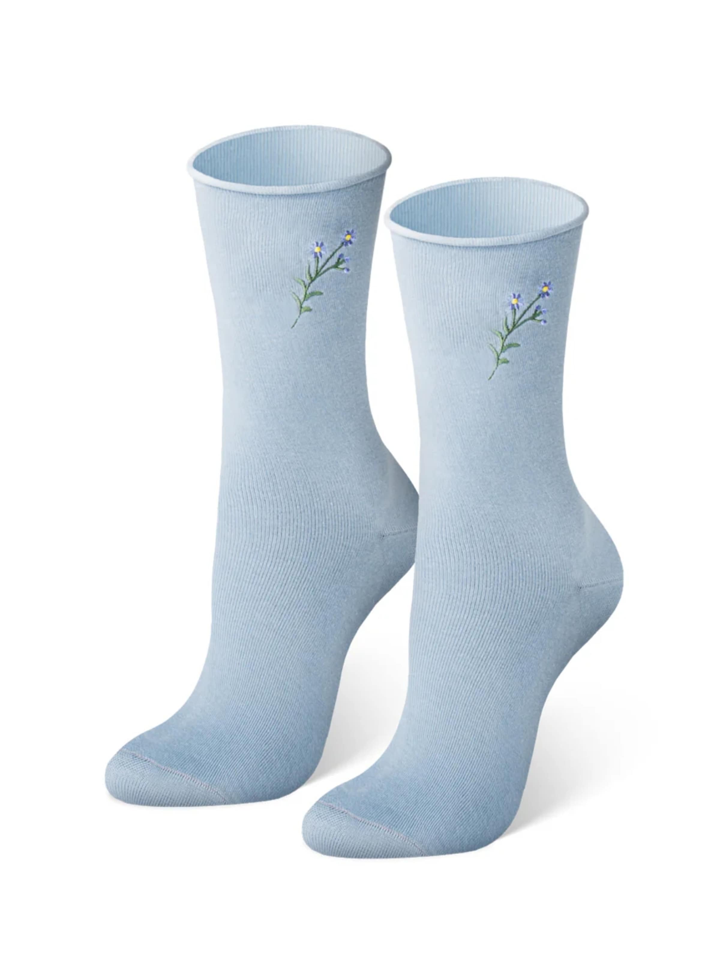 Von Jungfeld Socken 'Blumen'‌‌‌‌‌‌‌‌‌‌ in Blau: Vorderseite