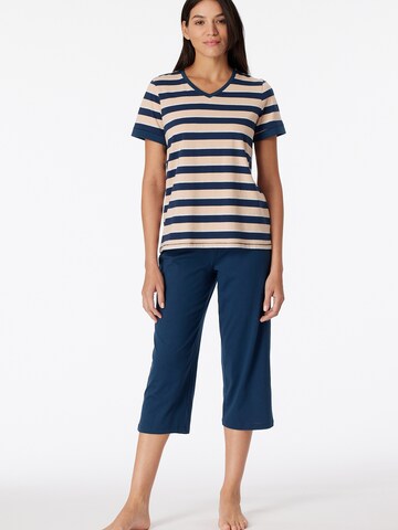 SCHIESSER Short Pajama Set 'Casual Essentials' in Blue: front