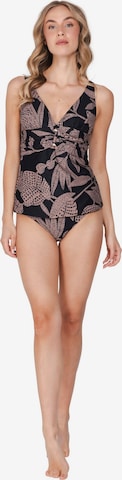 Pastunette T-shirt Tankini 'Dark Oasis' in Zwart: voorkant