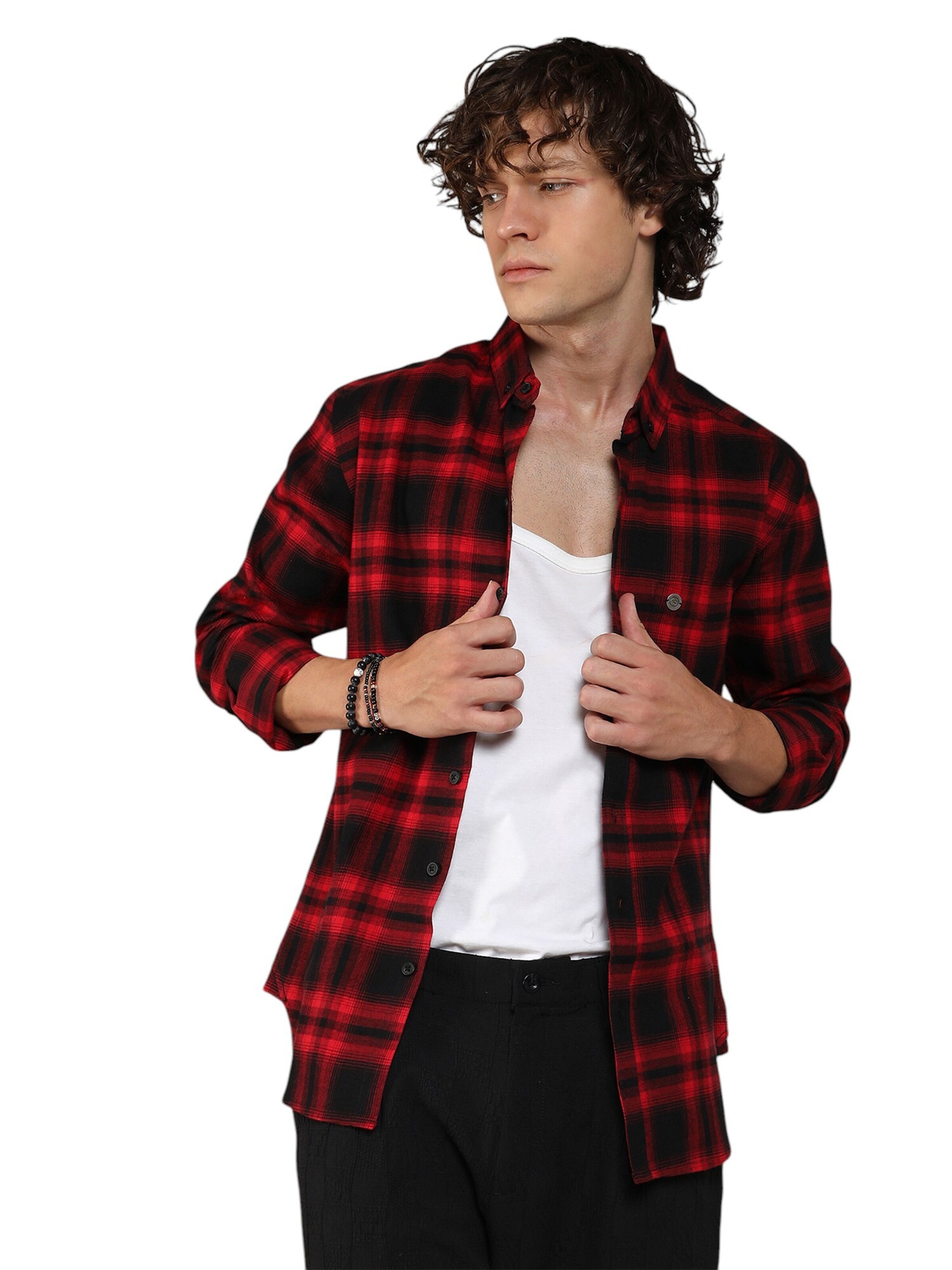 Campus Sutra Comfort fit Overhemd 'Sylva' in Rood: voorkant