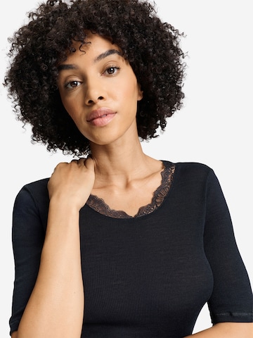 Hanro Shirt ' Woolen Lace ' in Zwart
