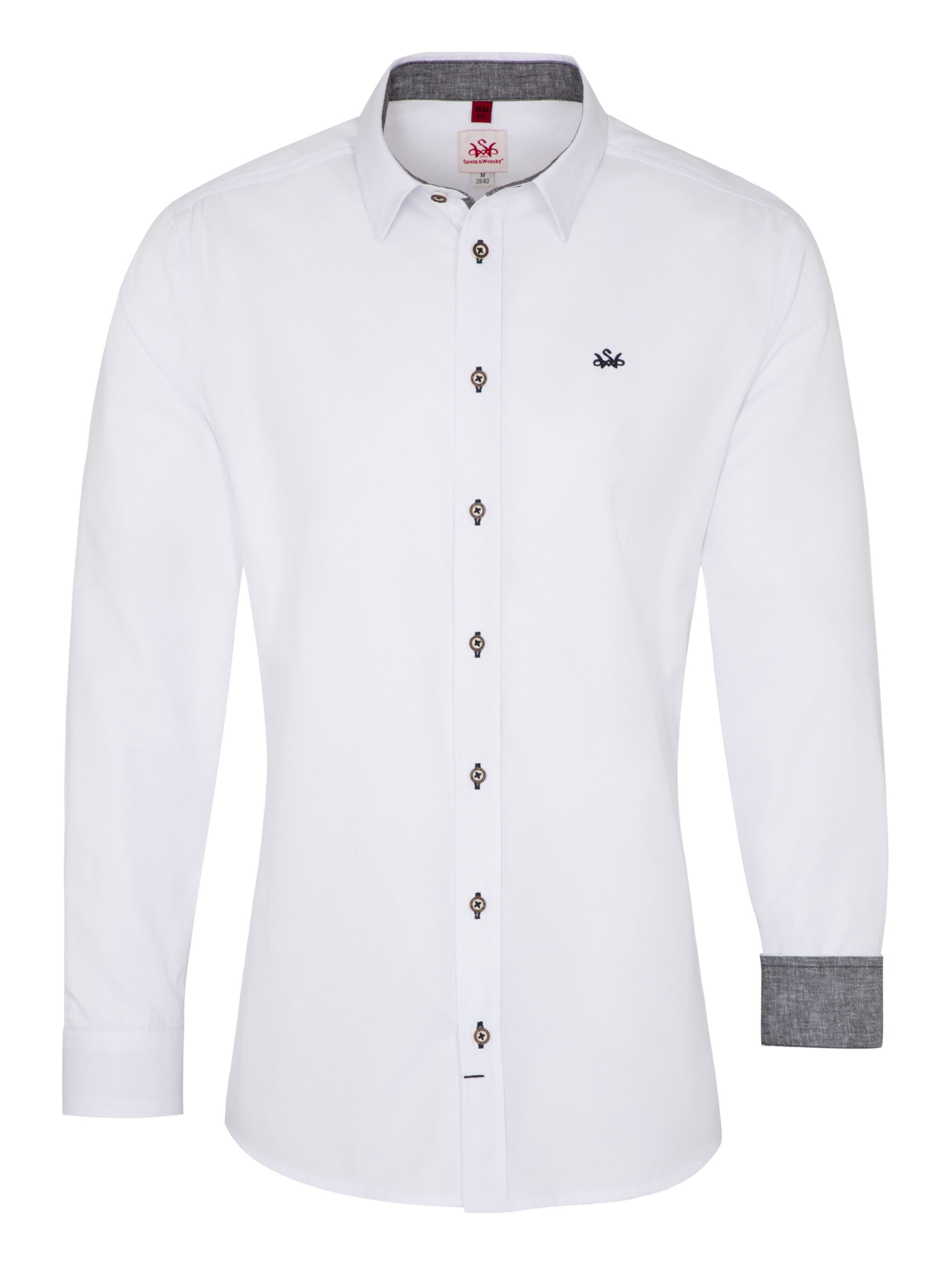 Coupe slim Chemise folklorique 'Frisco' SPIETH & WENSKY en blanc : devant