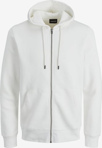 JACK & JONES Zip-Up Hoodie in White: front