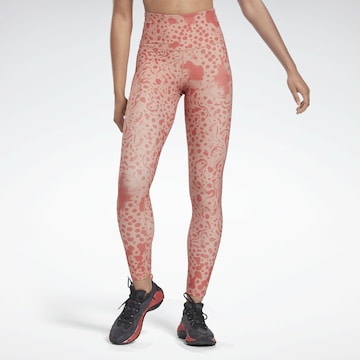 Reebok Skinny Workout Pants in Red: front