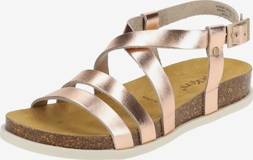 Kickers Strap Sandals in Gold: front