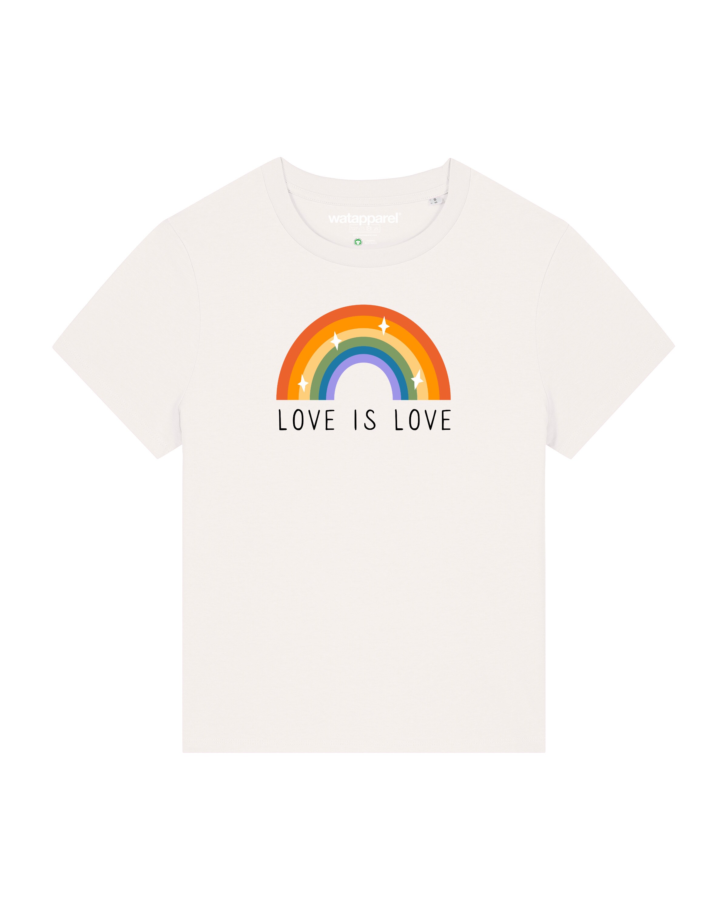 Maglietta ' Love is Love ' di Watapparel in bianco: frontale