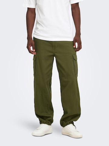 Loosefit Pantaloni cargo 'ONSToby' di Only & Sons in verde: frontale