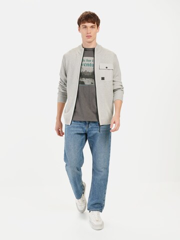 CAMEL ACTIVE Strickjacke mit Troyer-Kragen in Grau