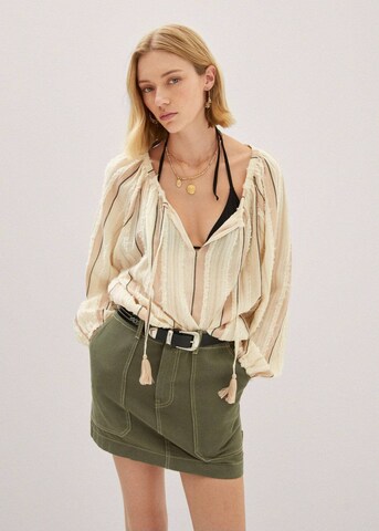 MANGO Blouse 'Claire' in Beige: voorkant