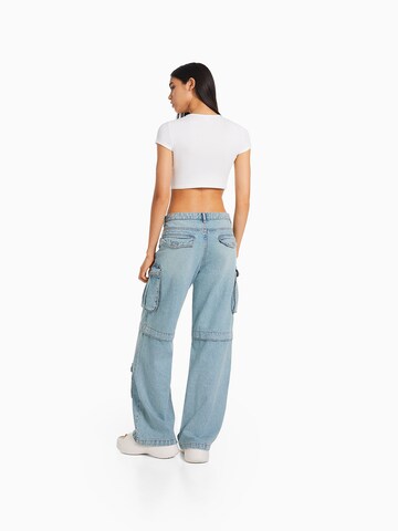 Bershka Wide leg Cargo jeans in Blue