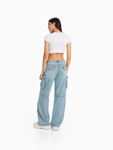 Bershka Wide leg Cargojeans i blå