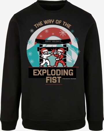 F4NT4STIC Sweatshirt 'Retro Gaming Way of the Exploding Fist Christmas Design' in Zwart: voorkant