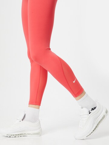 NIKE Skinny Workout Pants 'One' in Red