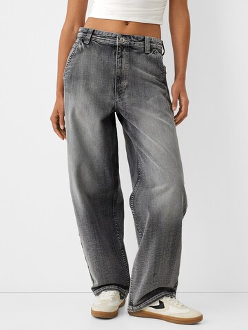 Wide Leg Jean Bershka en gris : devant