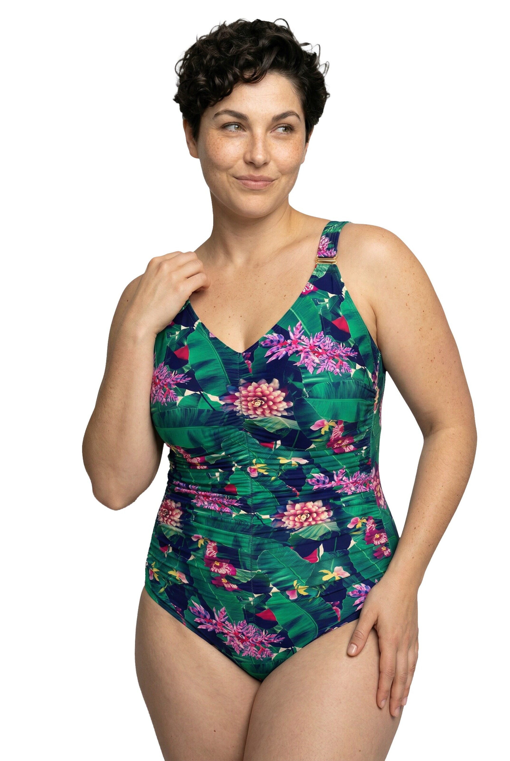 Ulla Popken Swimsuit in Green: front