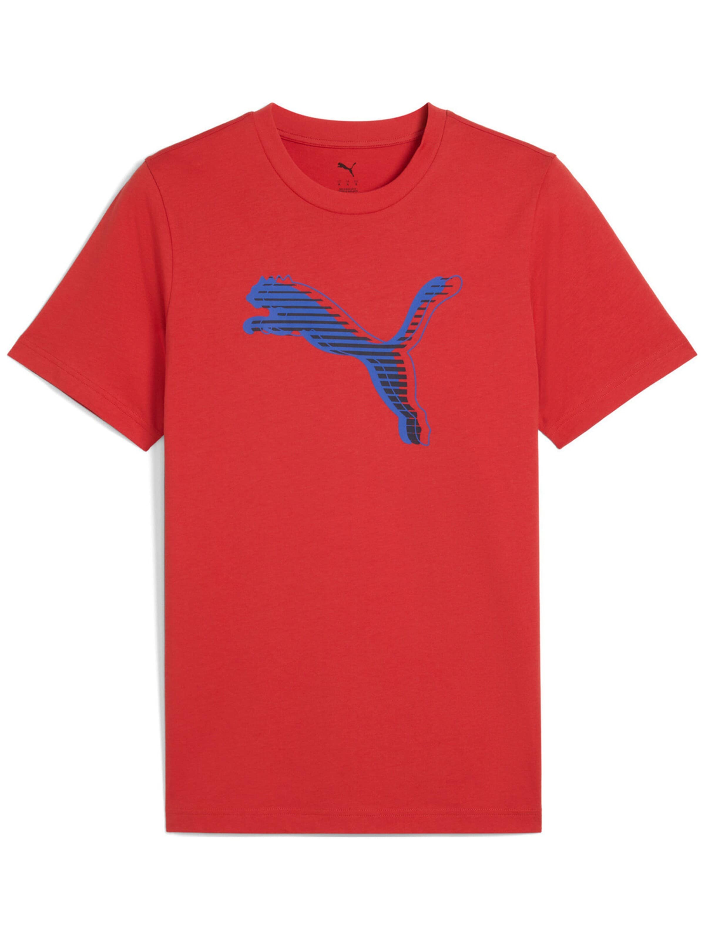 PUMA Shirt 'Puma Graphics Cat Logo Tee' in M in de kleur Rood, Productweergave