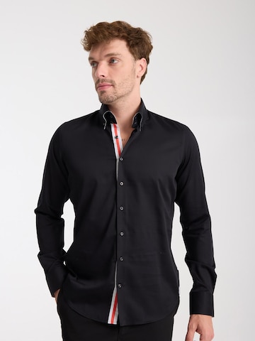 Slim fit Camicia business 'Roma Iconic Satin Man Shirt White' di 7Camicie in nero