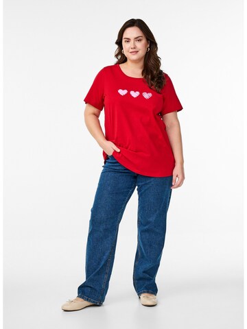 Zizzi Shirt 'Velin' in Red