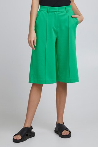 ICHI Wide leg Broek 'MONSE' in Groen: voorkant