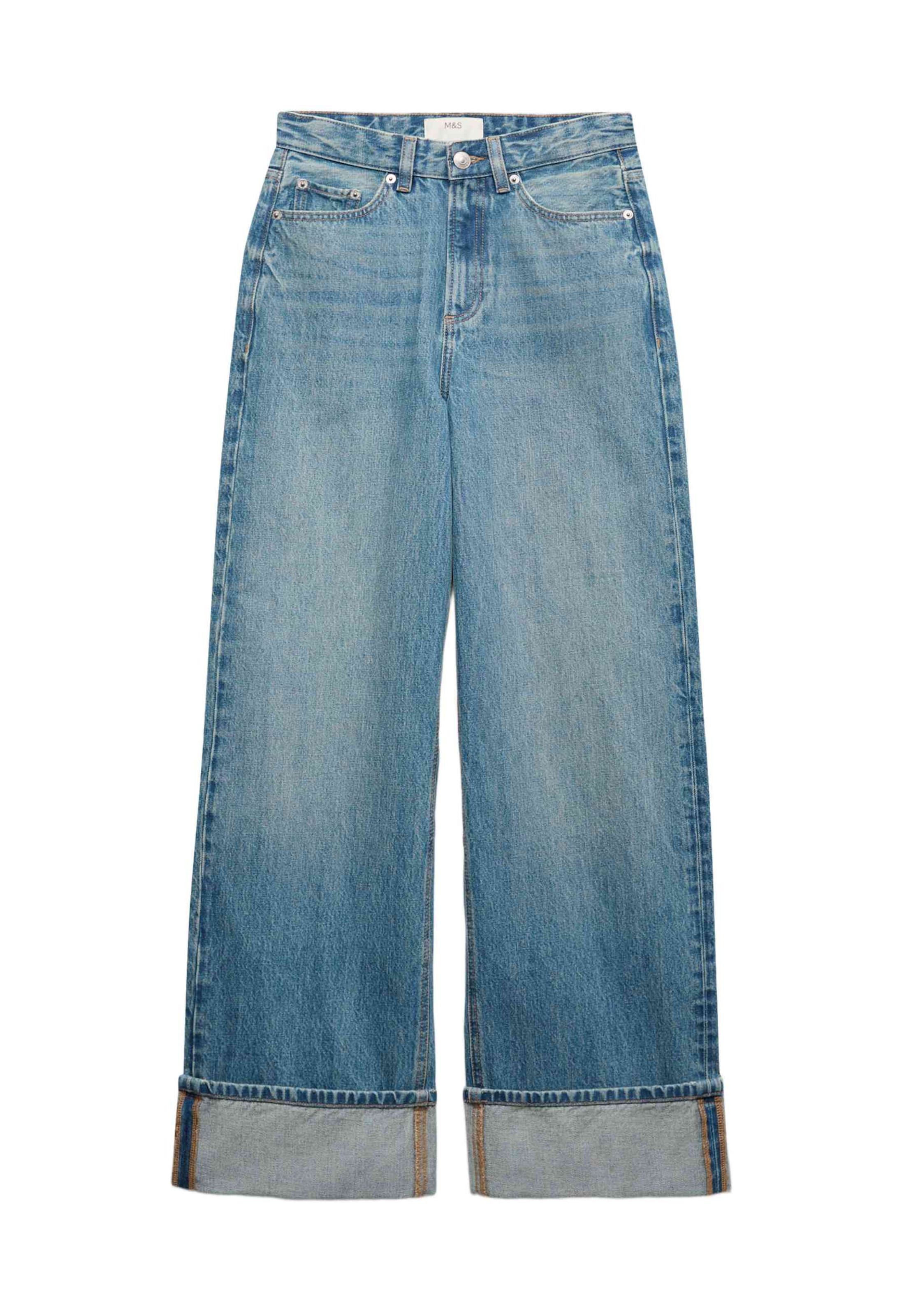 Marks & Spencer Wide leg Jeans in Blauw: voorkant
