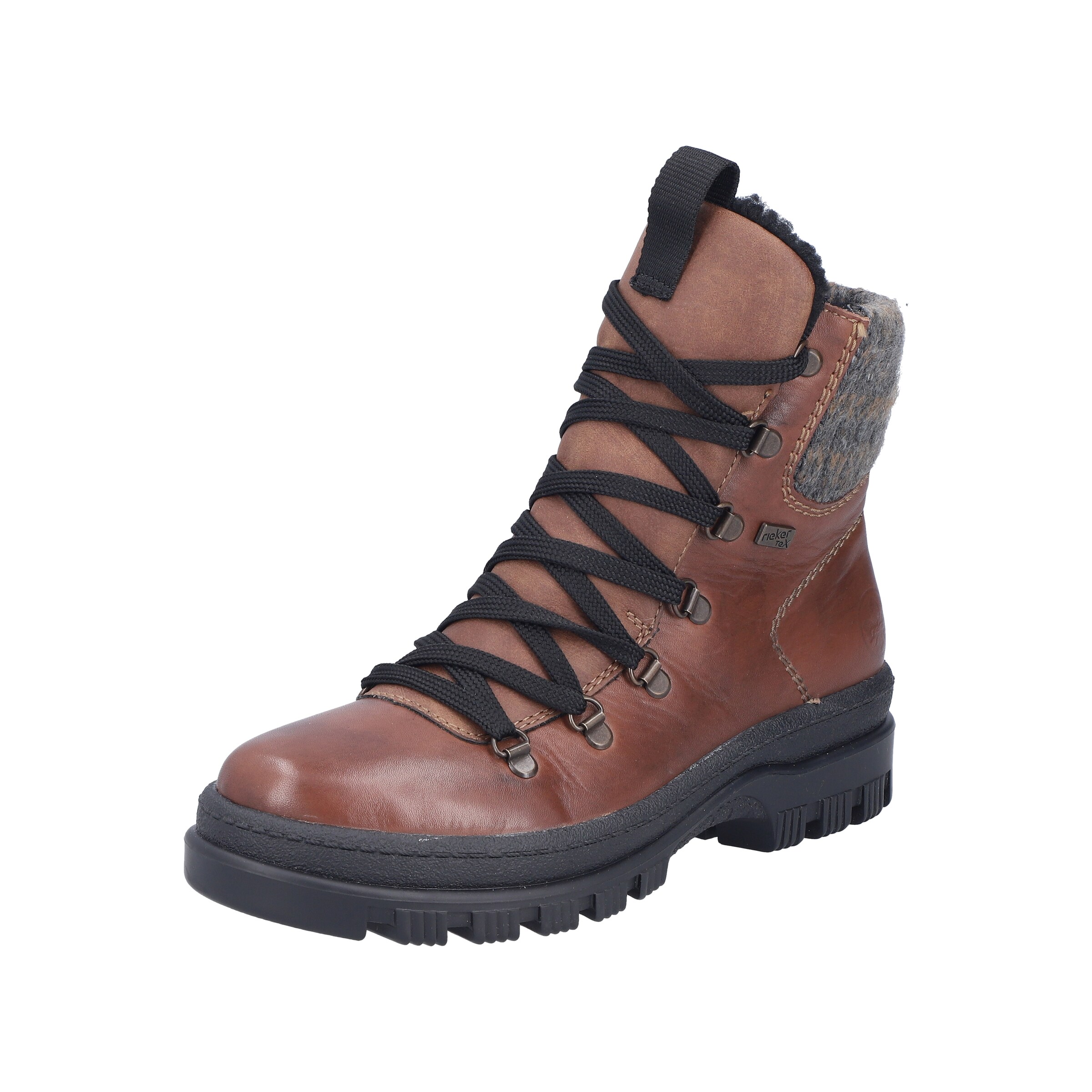 Rieker Lace-Up Ankle Boots in Brown: front