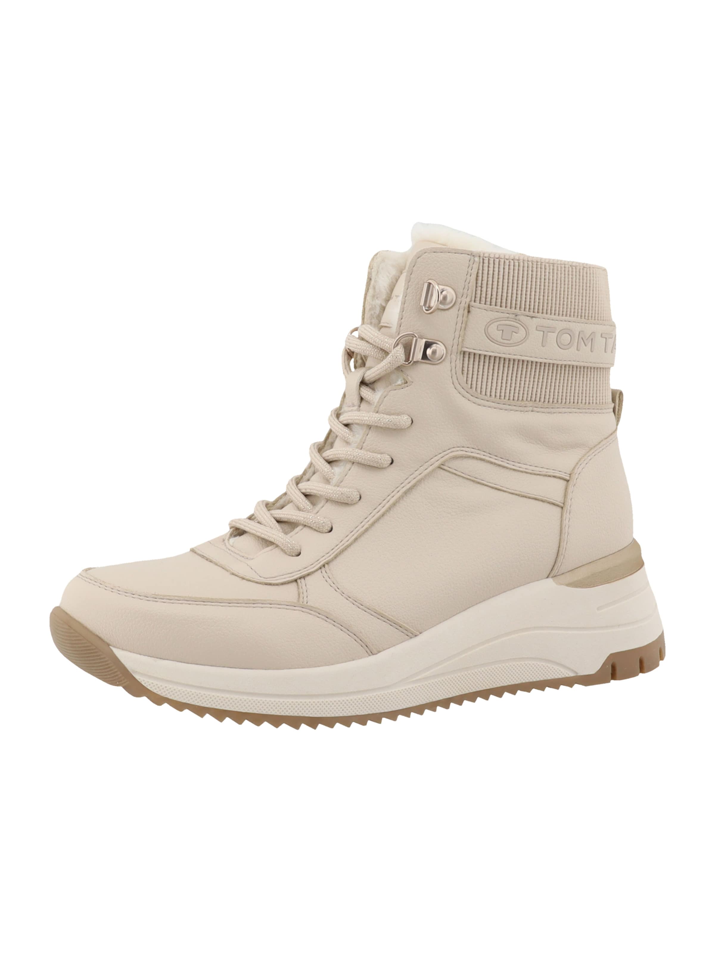 Ghete cu șireturi de la TOM TAILOR pe bej: față