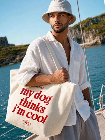 Neverless Beach Bag 'My dog thinks' in Beige