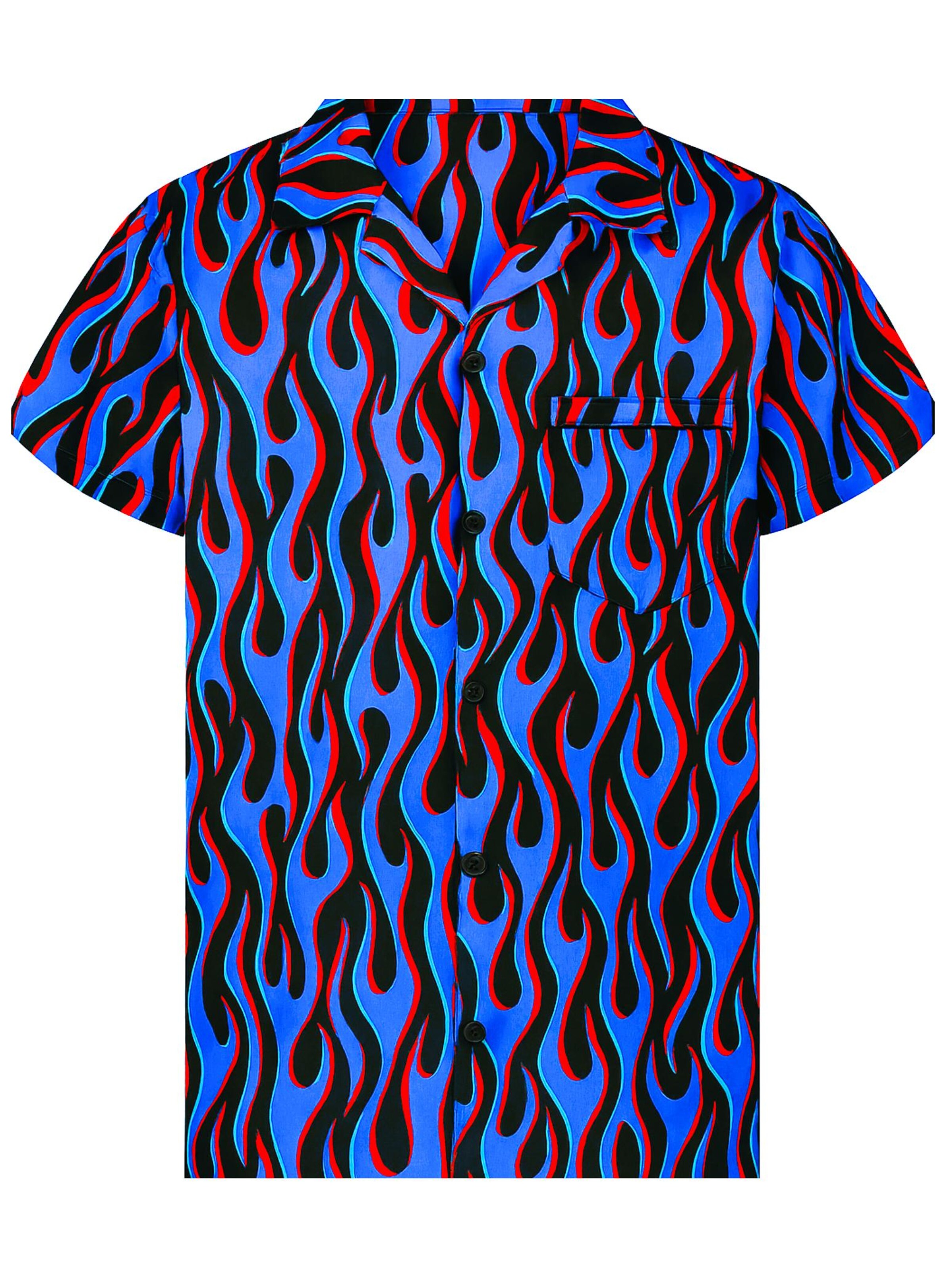 King Kameha Shirt 'Flames Allover' in Blue: front