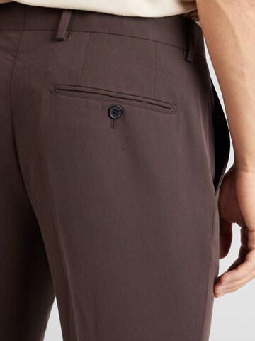 JACK & JONES Slim fit Trousers with creases 'Franco' in Brown