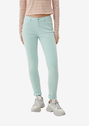 QS Skinny Jeans in Groen: voorkant