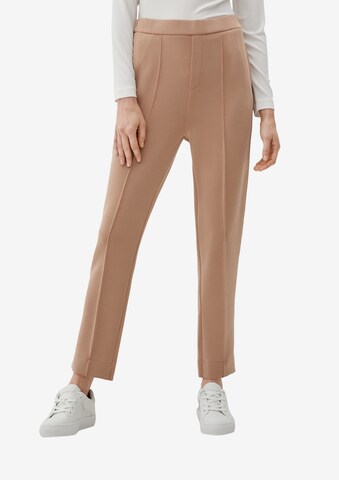 s.Oliver BLACK LABEL Tapered Pleated Pants in Brown: front