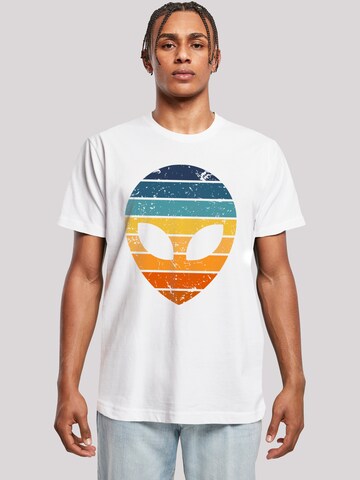 T-Shirt 'Alien Sonnenuntergang Retro' F4NT4STIC en blanc : devant