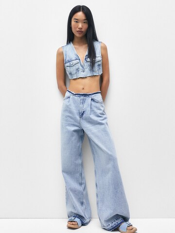 Pull&Bear Wide leg Pressveckade jeans i blå