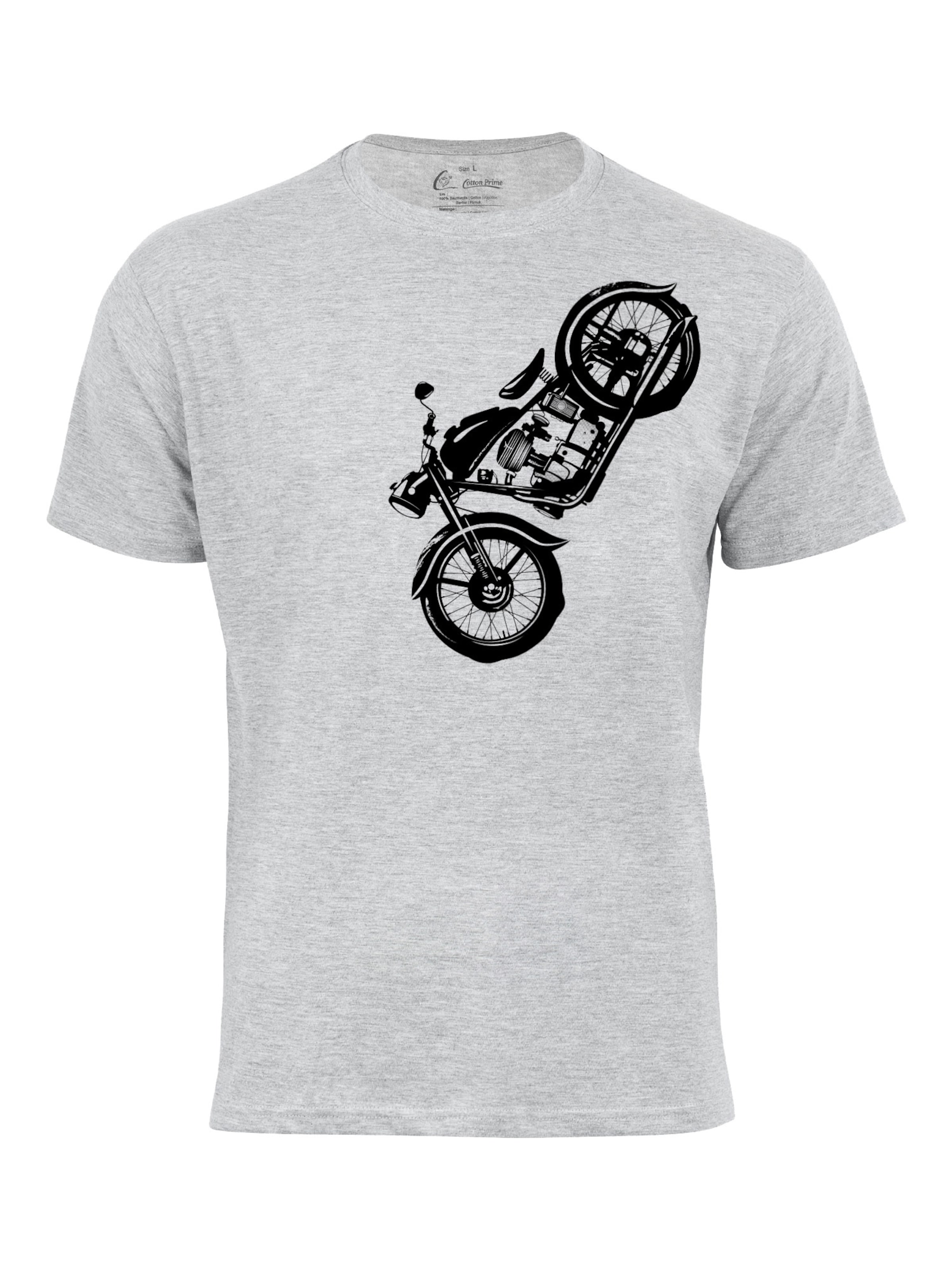Cotton Prime Shirt 'Vintage Motorcycle' in Grijs: voorkant