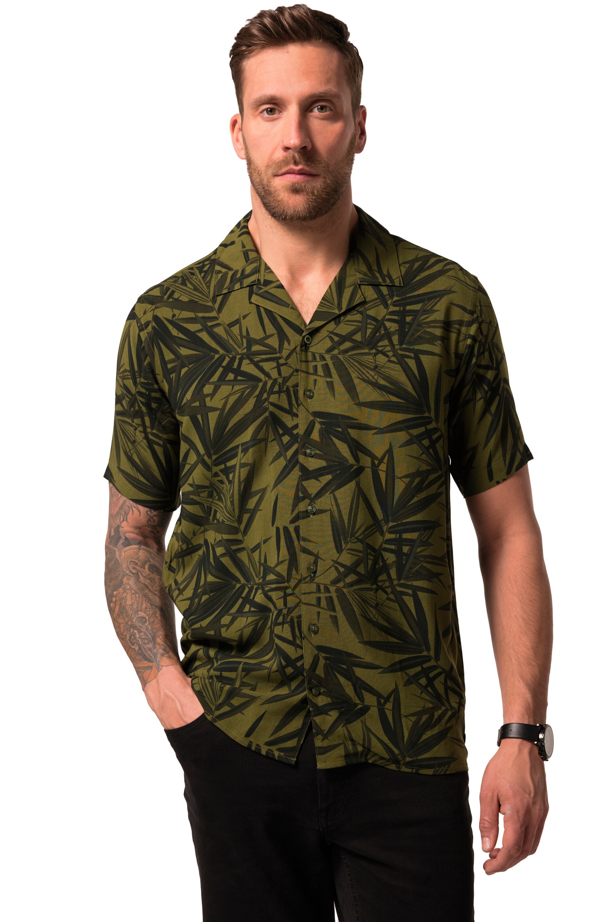 JP1880 Regular Fit Hemd in Grün: Vorderseite